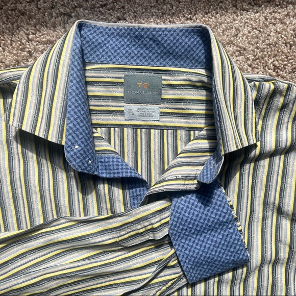 Thomas Dean Contrast Cuff Long Sleeve Button Up Sport Dress Shirt XXL/TTG - Picture 1 of 8